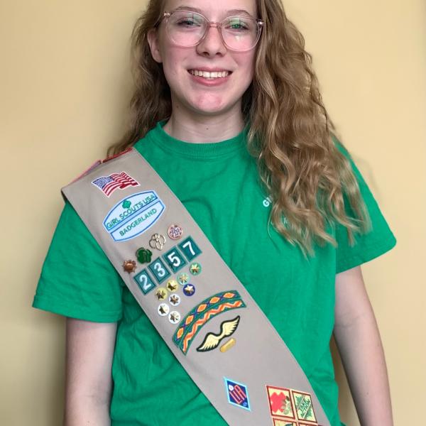 Libby Scanlon in her Girl Scout Sash 