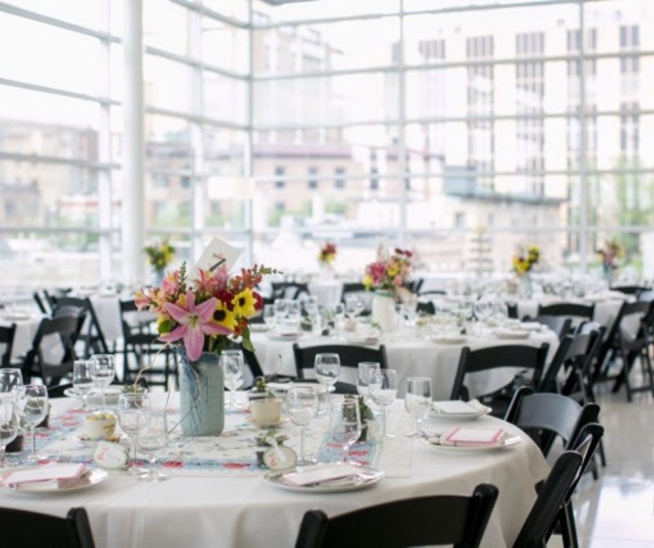 Table setting for wedding at Central Library